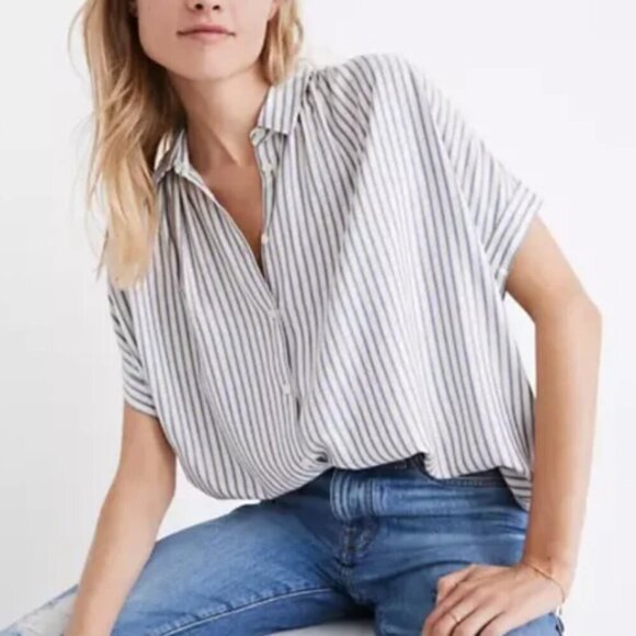 Madewell Central Shirt in Dalton Stripe Sz S #149H - Picture 1 of 9